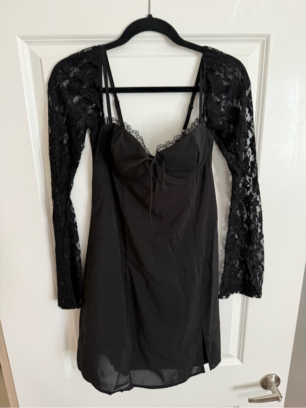 Princess Polly Black Lace Sleeve Slip Dress